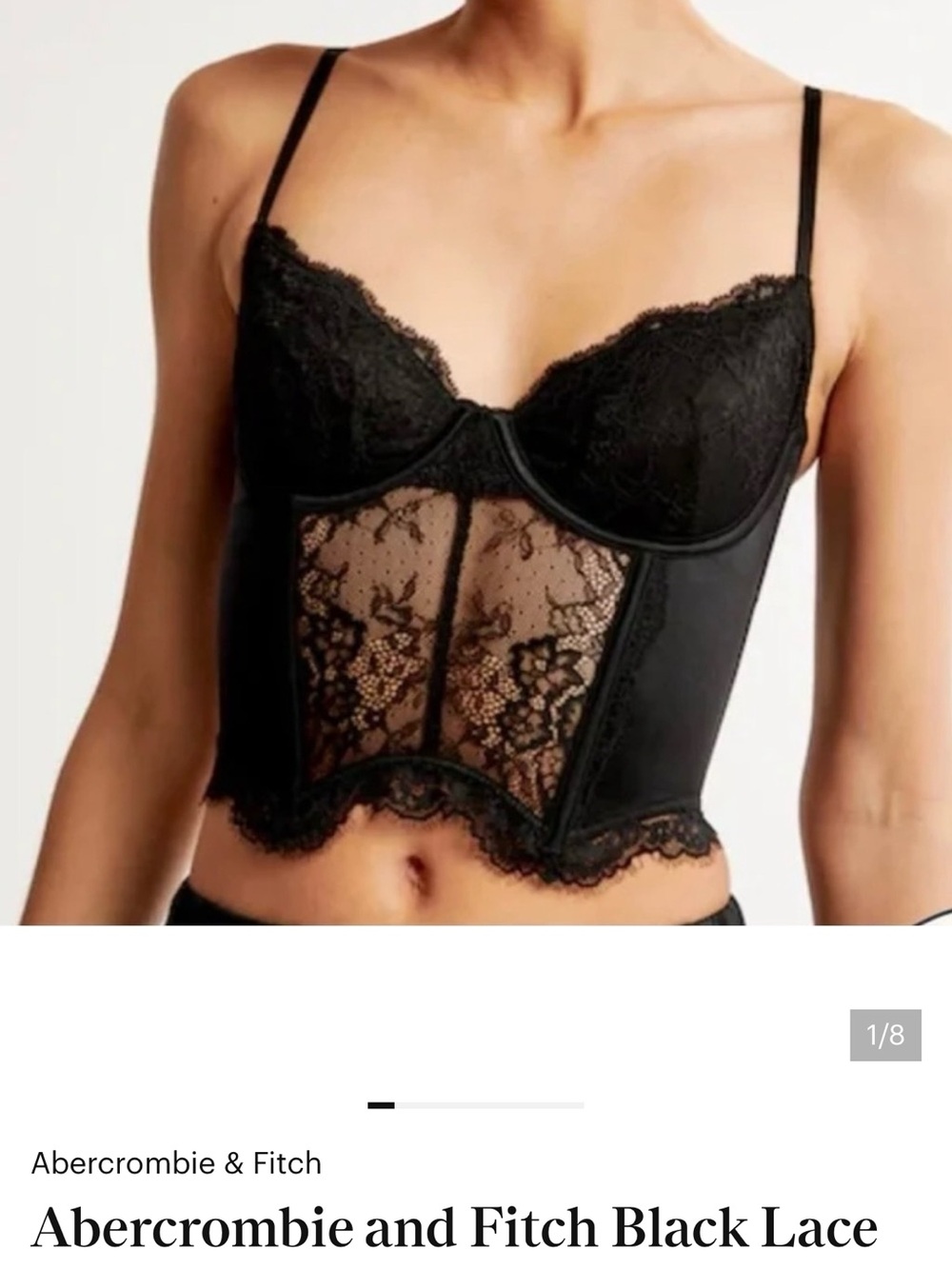 Abercrombie & Fitch Black Lace Longline Bustier